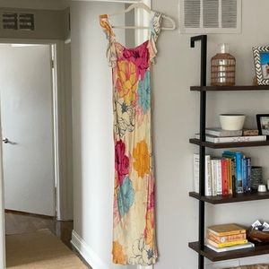 Small Maxi Colorful & Floral Silky Dress from Anthropologie